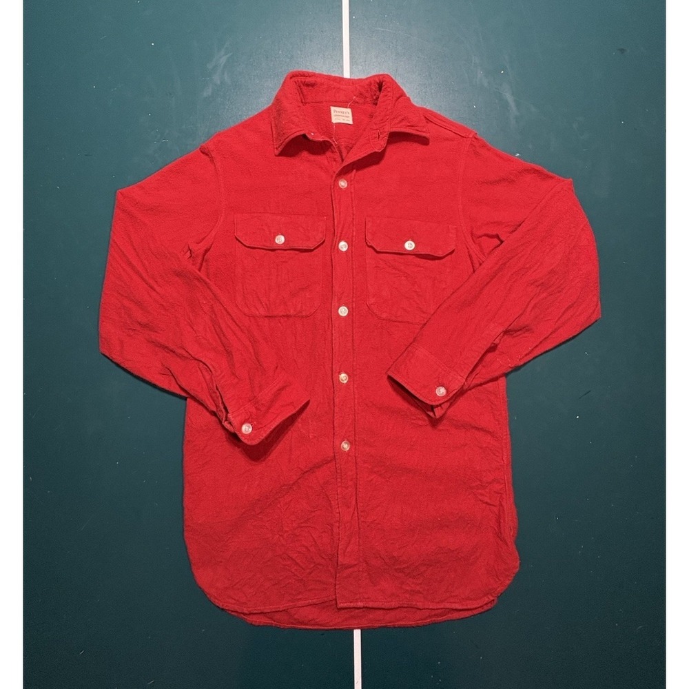 Vintage 1950s Penney's Sanforized Moleskin Work Shirt Men's Small Red USA EUC